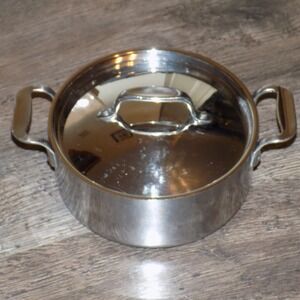 All-Clad Stainless Steel Petite Braiser Sauce Pan with Lid Silver Good Condition